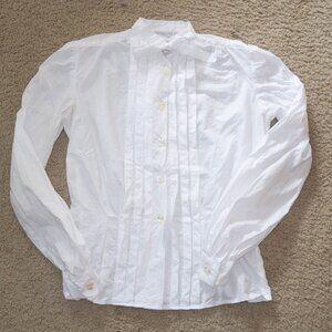 White handmade reproduction 50s Button Up with Pintucks and Bow